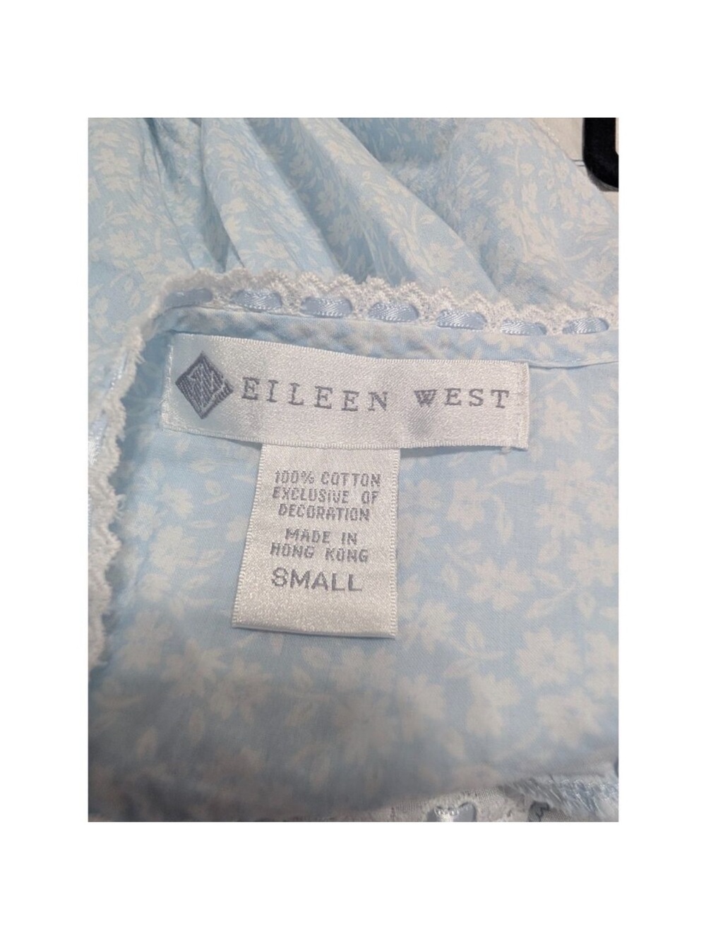 Eileen West Light Blue Floral Lace-Trim Nightgown - Picture 7 of 9